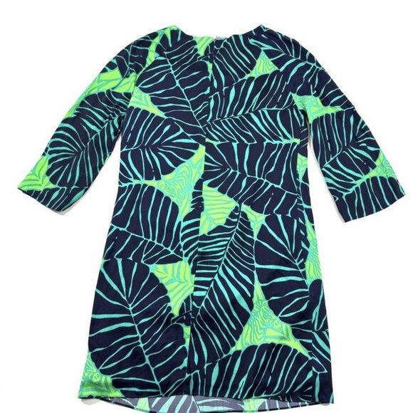 Lilly Pulitzer Carol Shift Dress 3/4 Sleeve Under the Palms Green Navy Print 0 - Picture 5 of 15